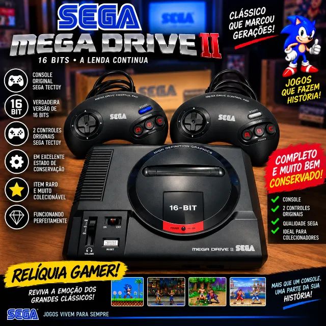 SEGA MEGA DRIVE II 16-BIT TEC TOY GENESIS (RARO) + 2 CONTROLES