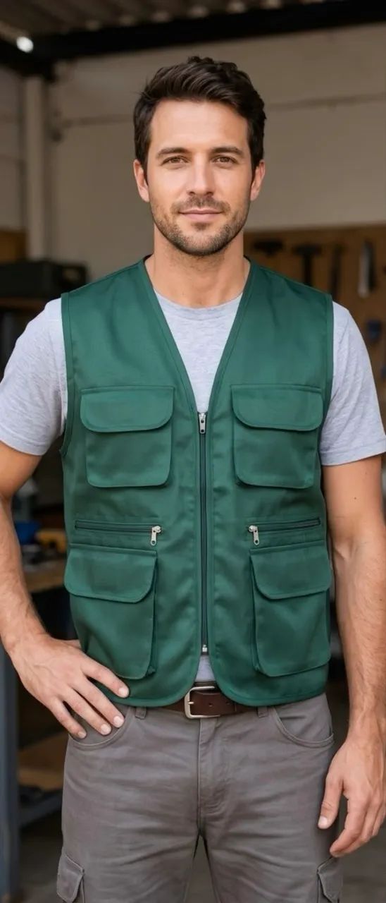 Colete Multifuncional com Múltiplos Bolsos - Verde - Foto 2