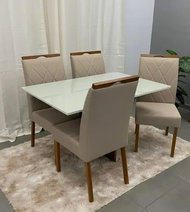 Mesa de Jantar Los Angeles com 4 Cadeiras Bali Bege - Foto 3