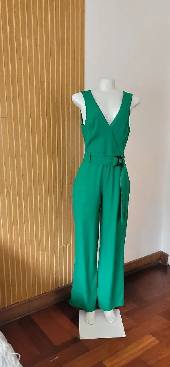 Macacão feminino longo cheroy verde luxo M 