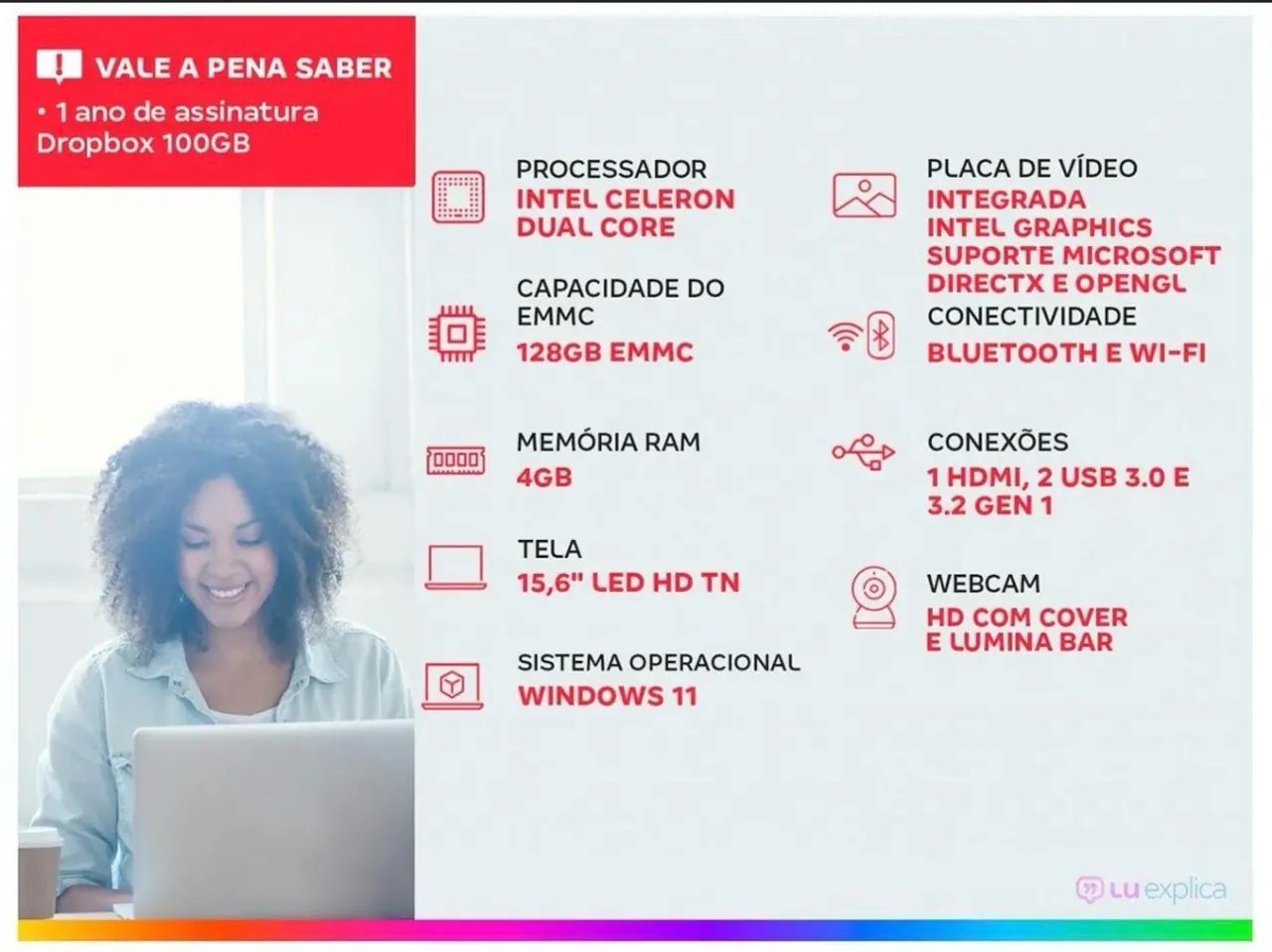 Notebook Positivo Vision C15 intel Celeron 4GB 128GB - Foto 4