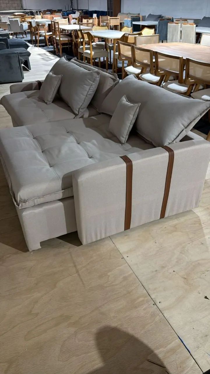 Sofá Itália Bege/Cinza 2.40mt - Foto 3