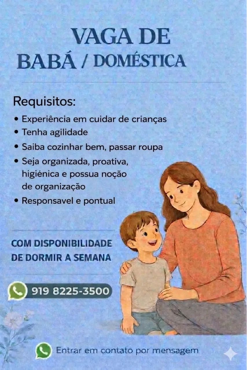 VAGA DE BABA/SECRETÁRIA DO LAR