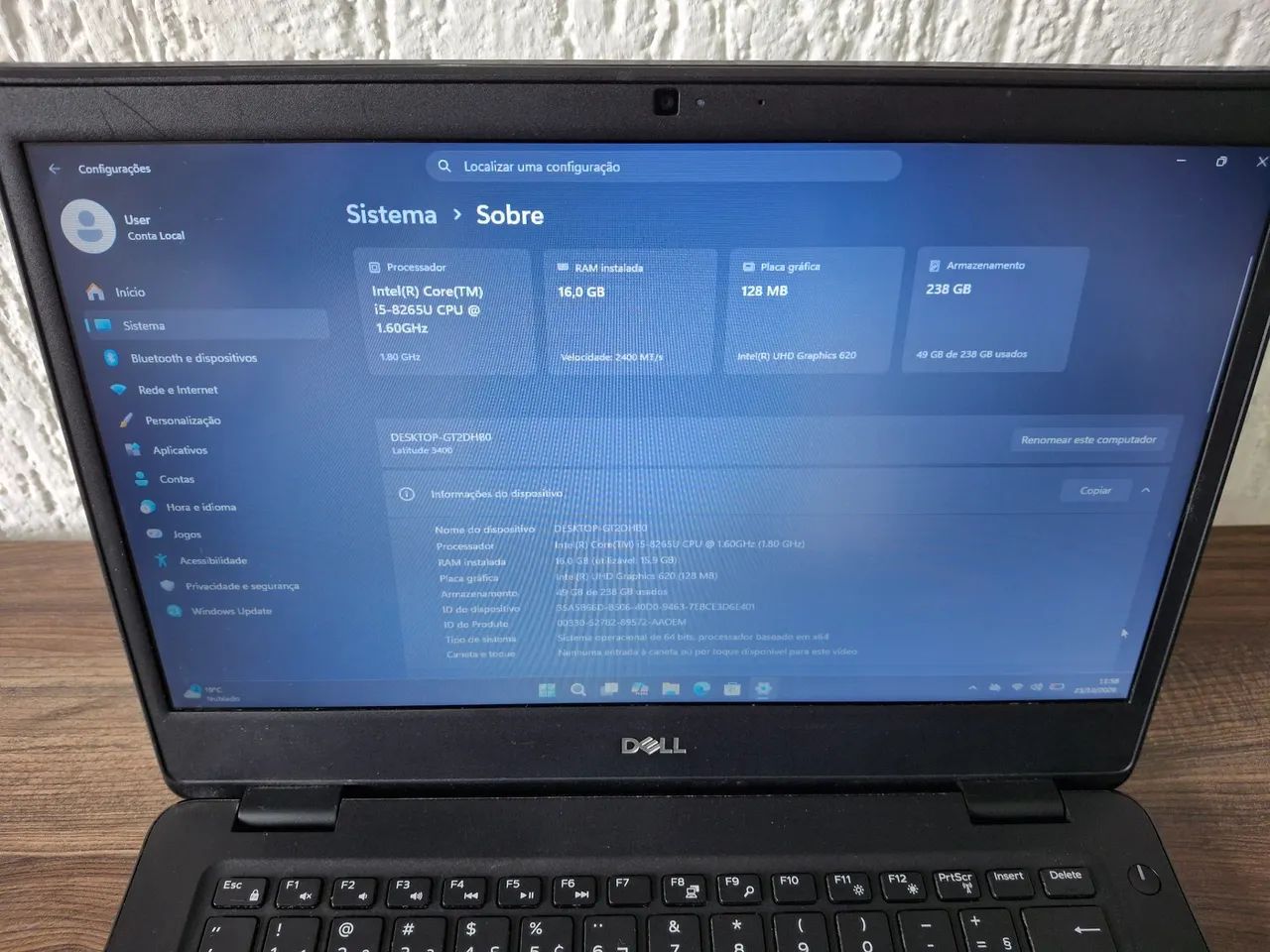 Notebook Dell Latitude 3400, core i5, 16gb de memória, SSD 256GB, tela de 14 polegadas  - Foto 2
