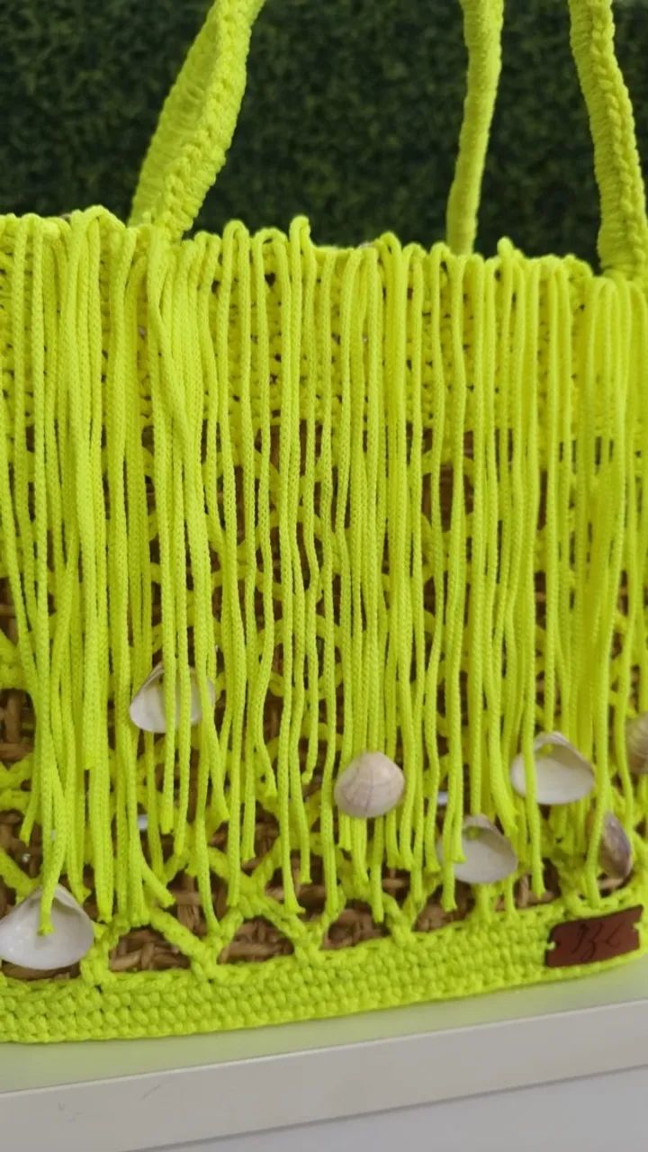Bolsa de praia de crochê e palha - Foto 4