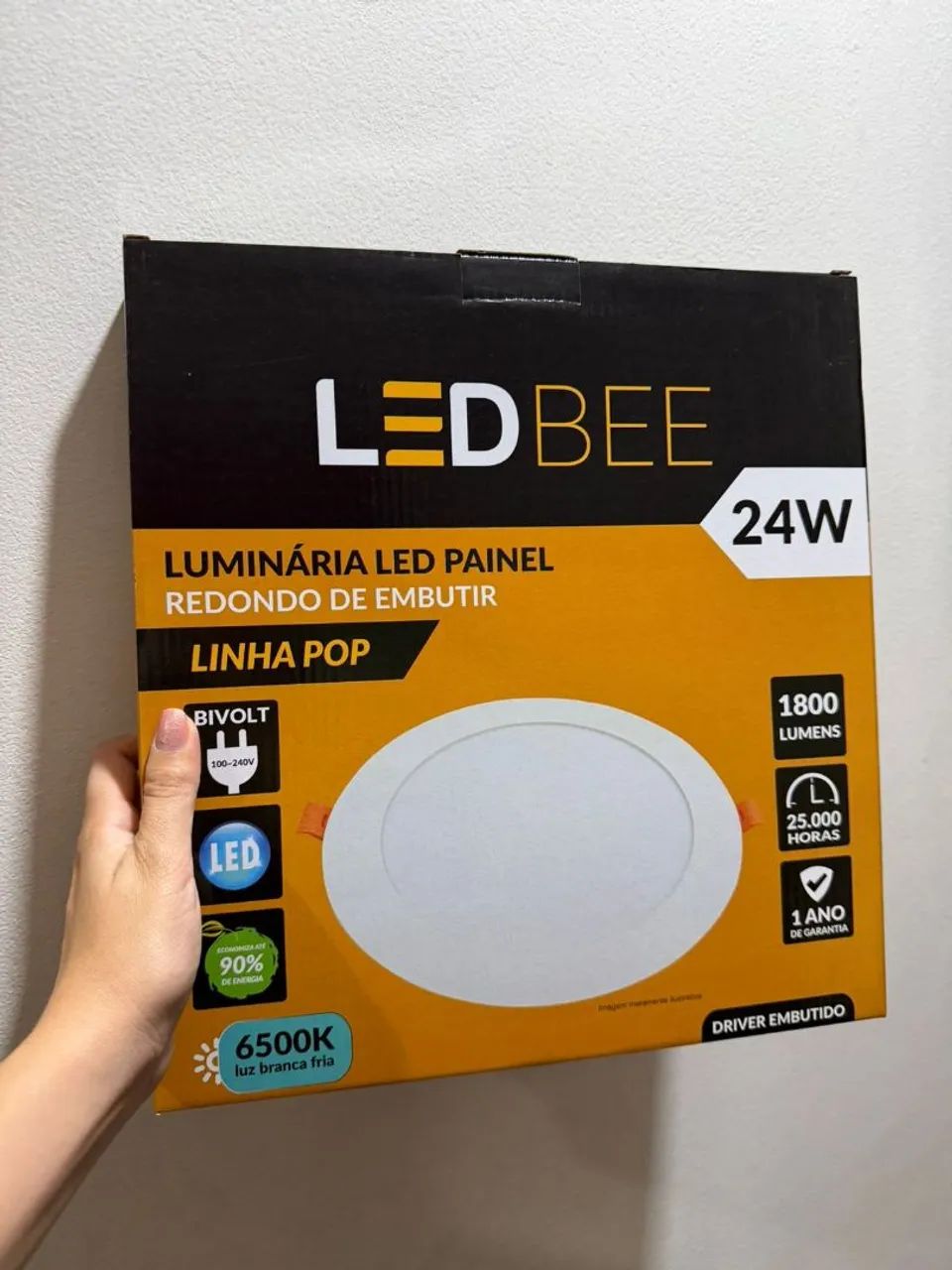 Plafon LED sobrepor redondo 24w branca LEDBee