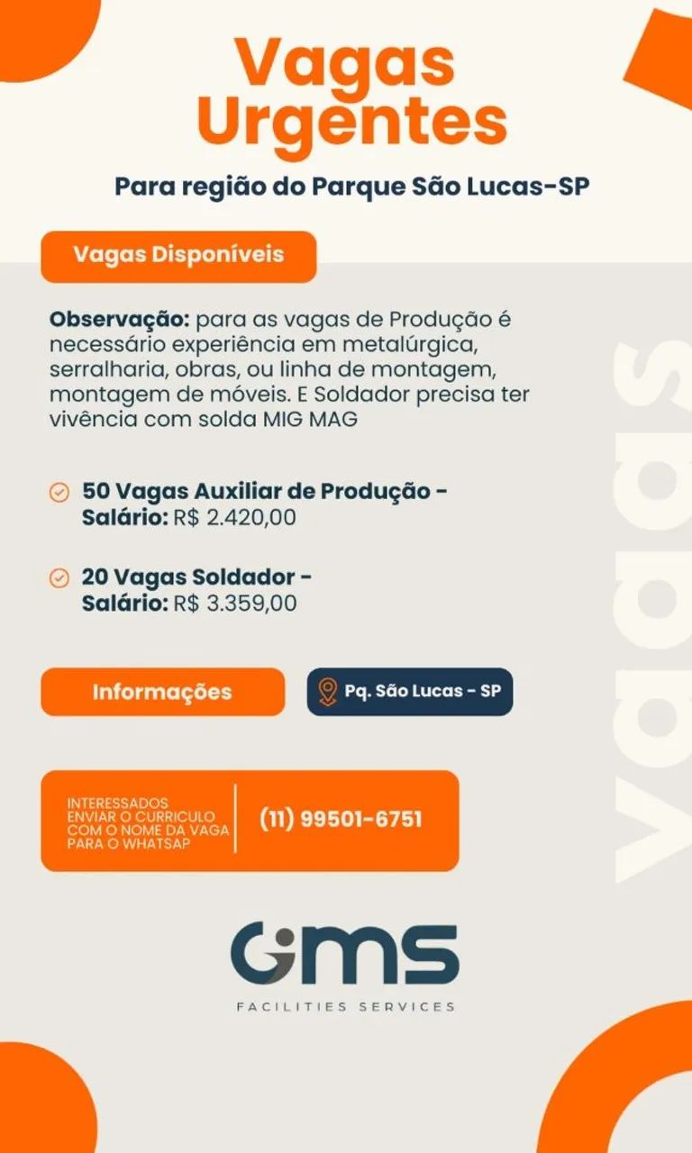 ESTAMOS CONTRATANDO ZONA LESTE SP