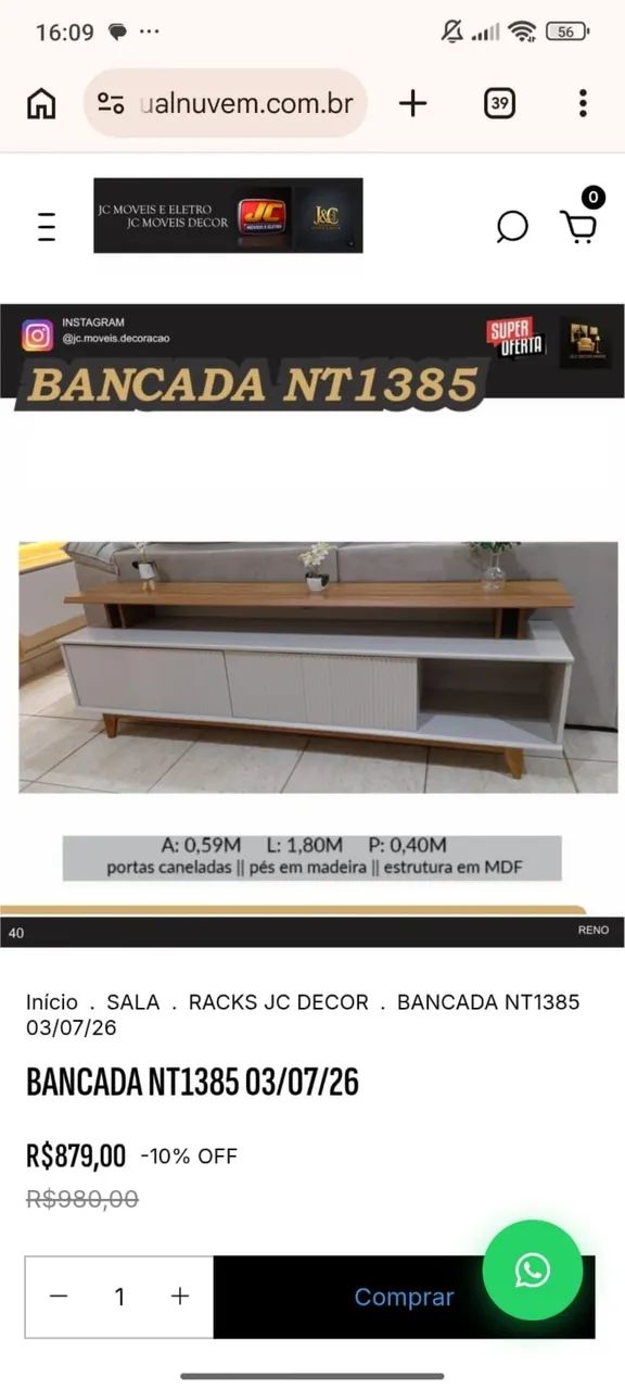 BANCADA NT1385 PROMOÇÃO 