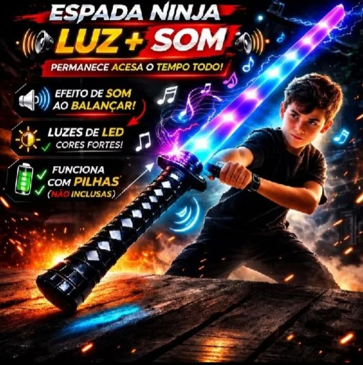 Espada ninja, som e luz 