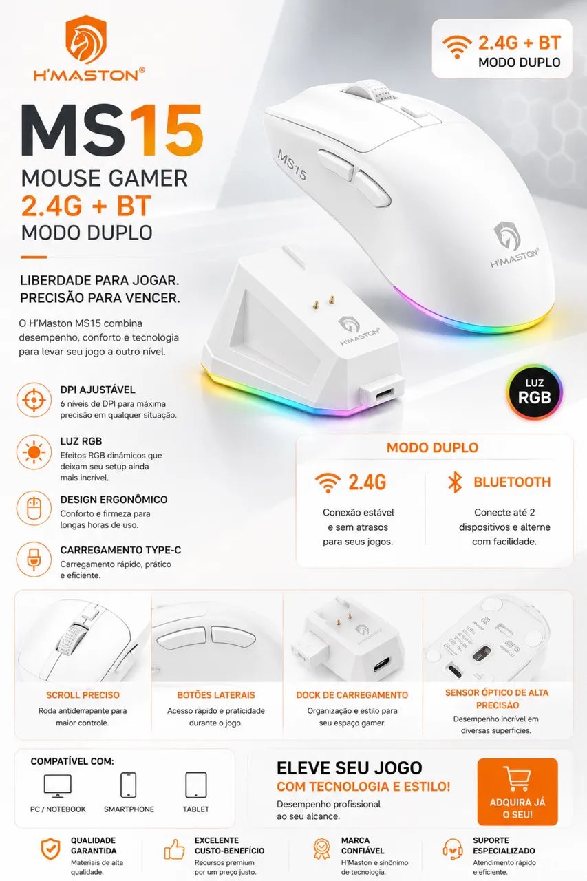 MOUSE SEM FIO GAMER