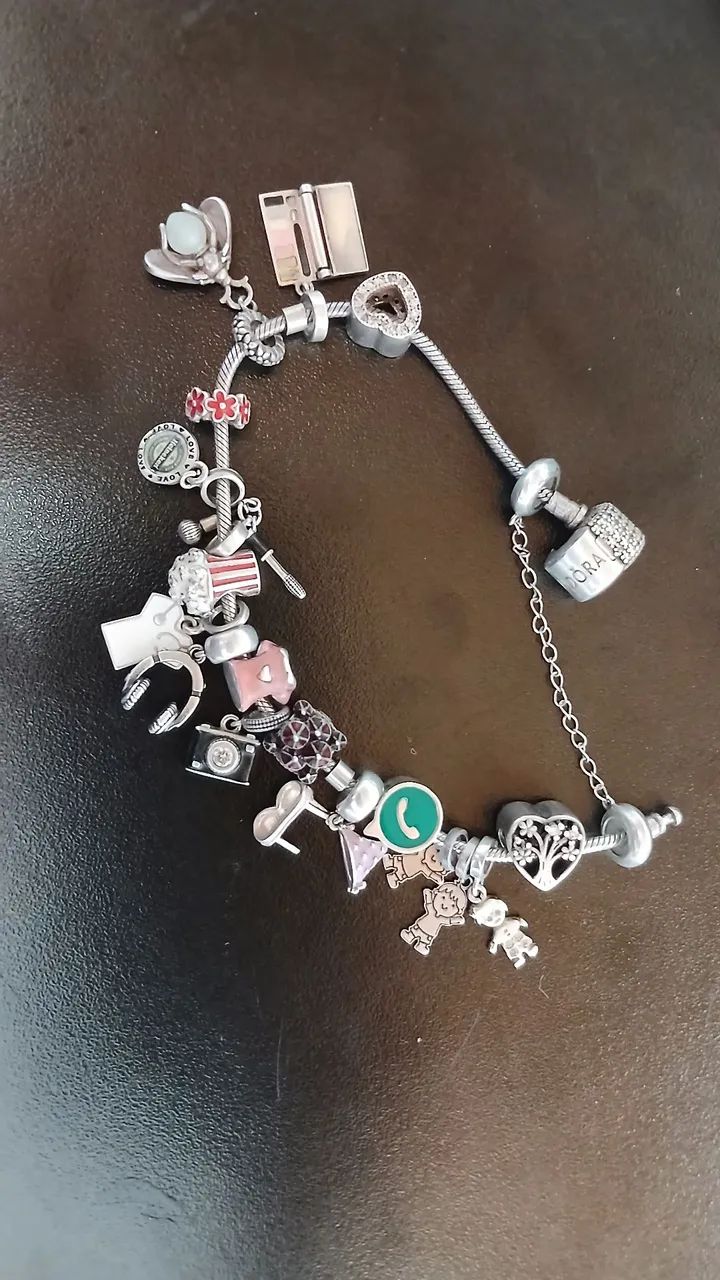 pulseira pandora completa prata - 19 itens - Foto 2