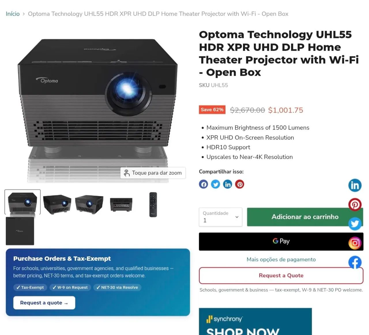 PROJETOR OPTOMA 4K  - Foto 3