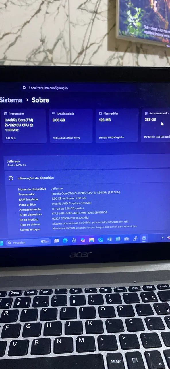 Notebook acer 8gb nvme 256gb - Foto 2