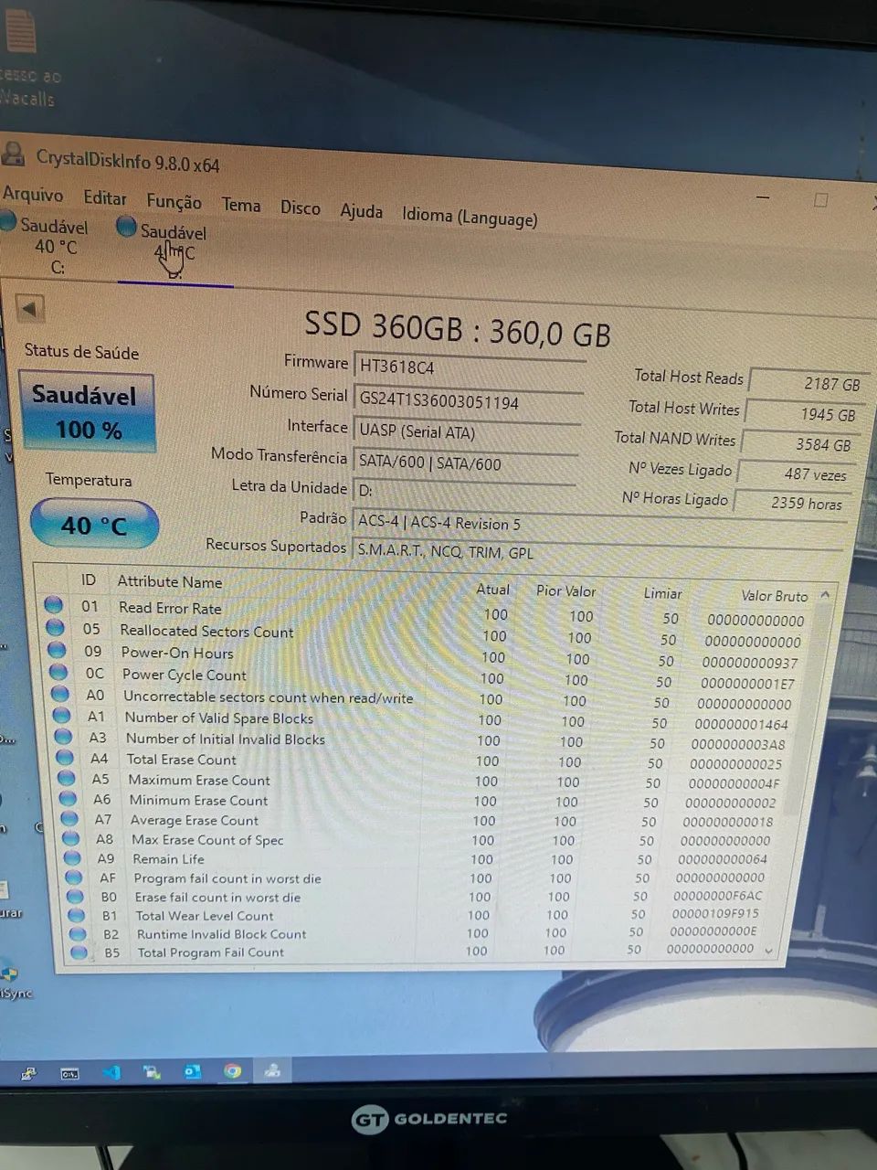 SSD 360gb GOLDENFIR 