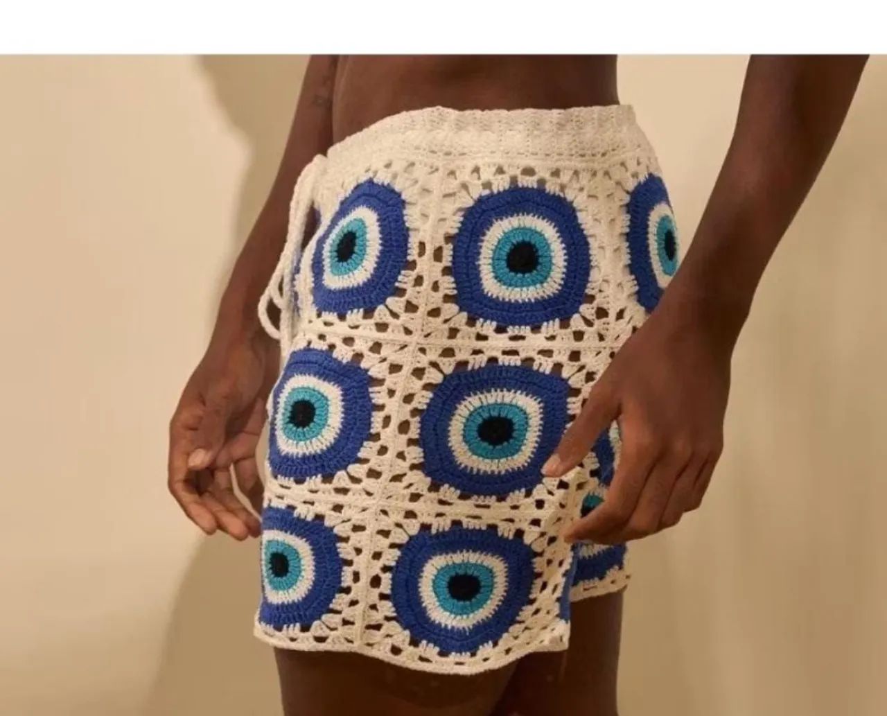 Shorts masculino crochê olho grego  - Foto 2