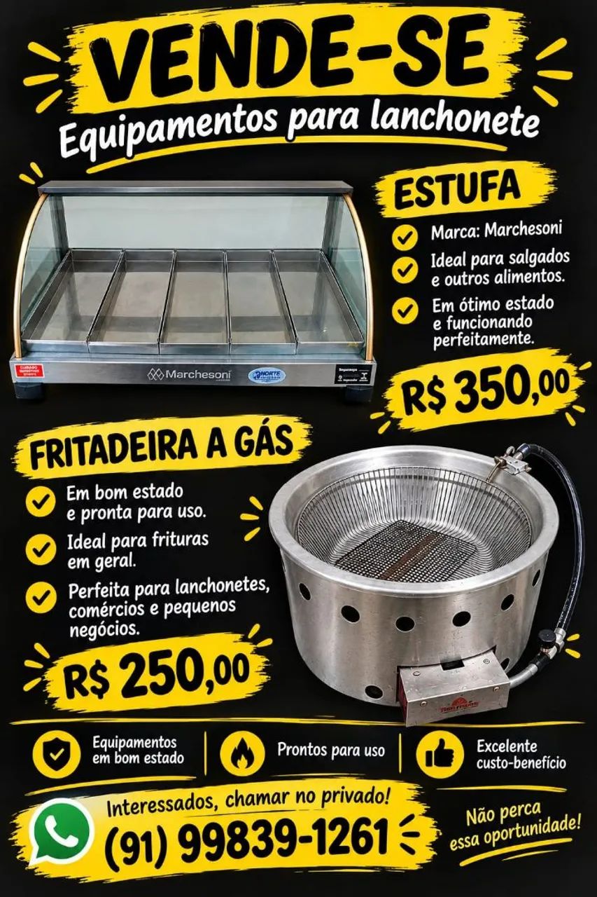 Estufas e fritadeira para salgados