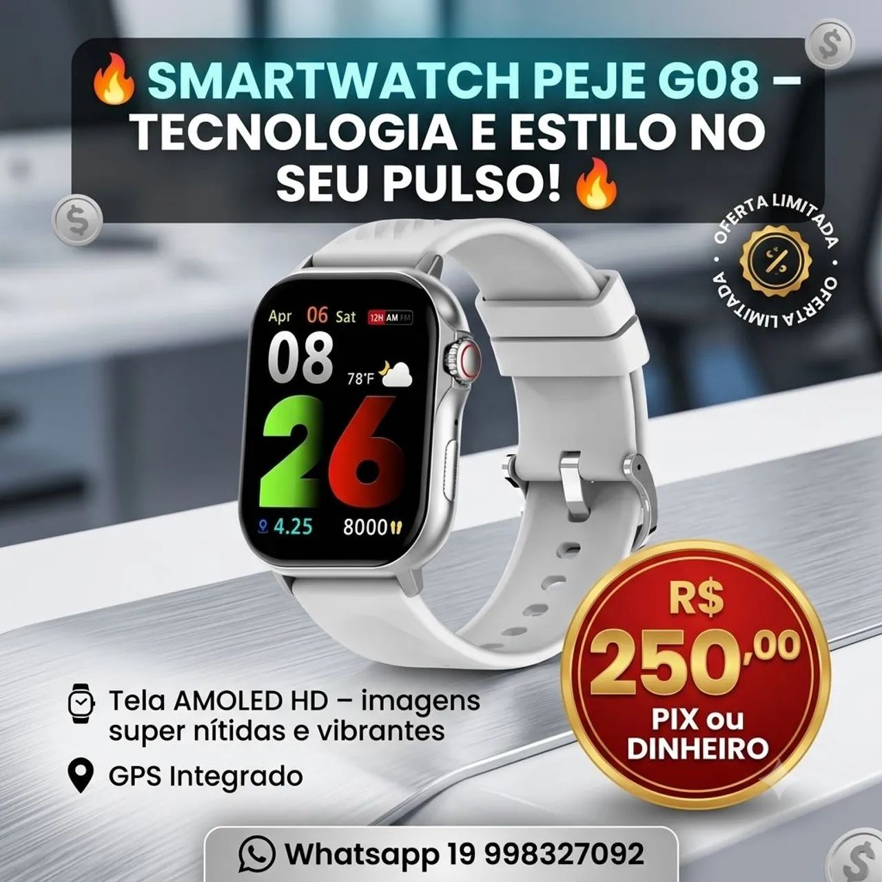 Smartwatch GPS branco 