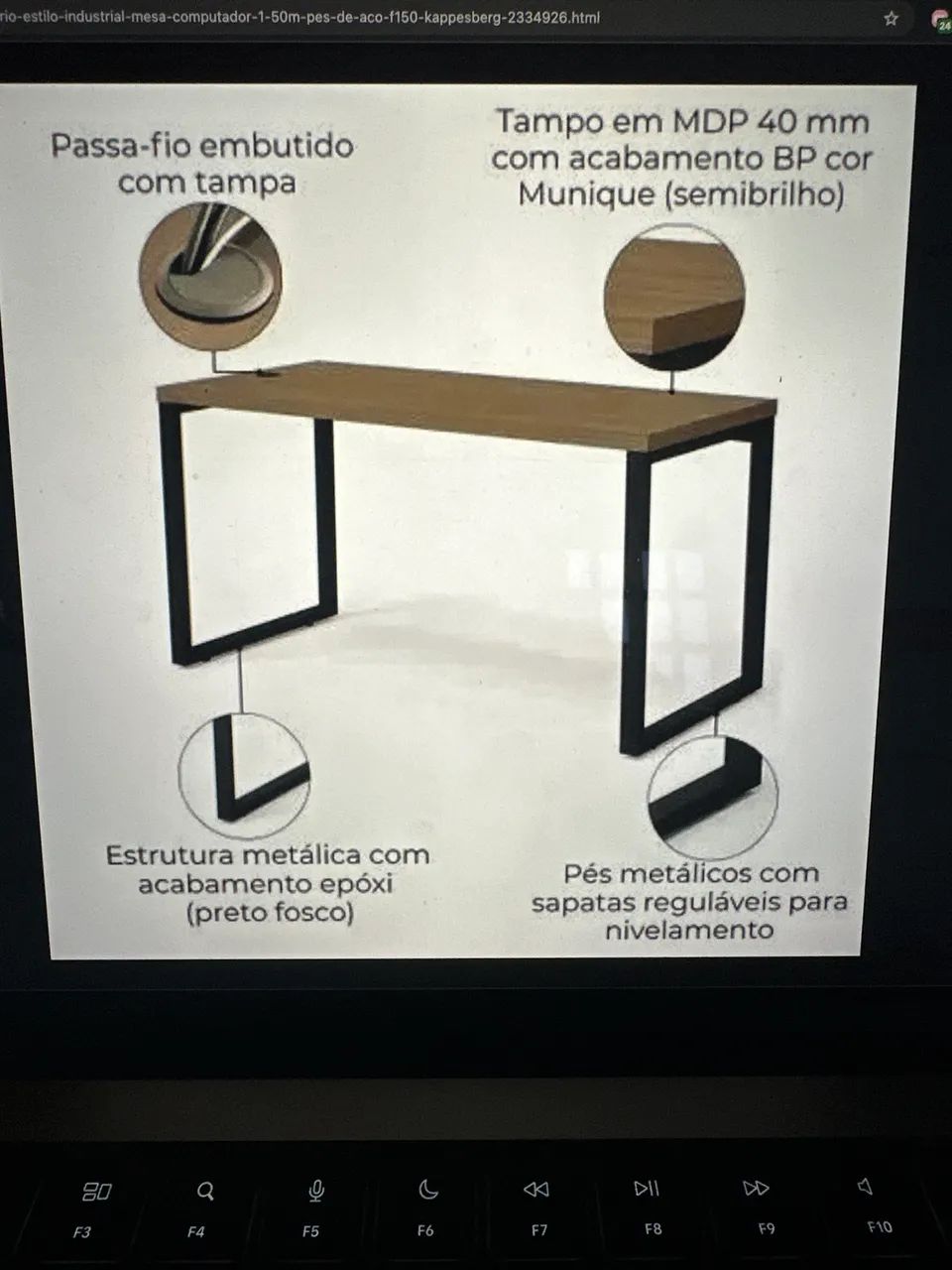 Mesa para escritório diretor 150cm office - Foto 4