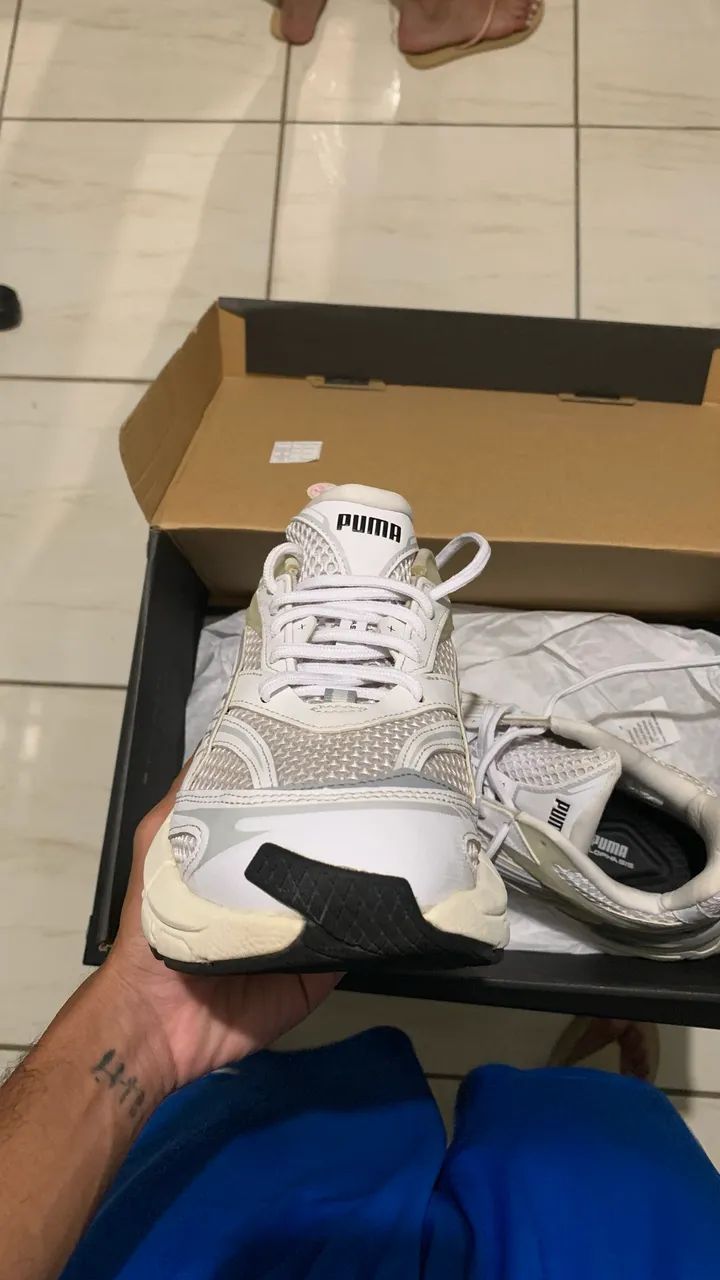 Tênis puma velophasis white mid grey - Foto 5