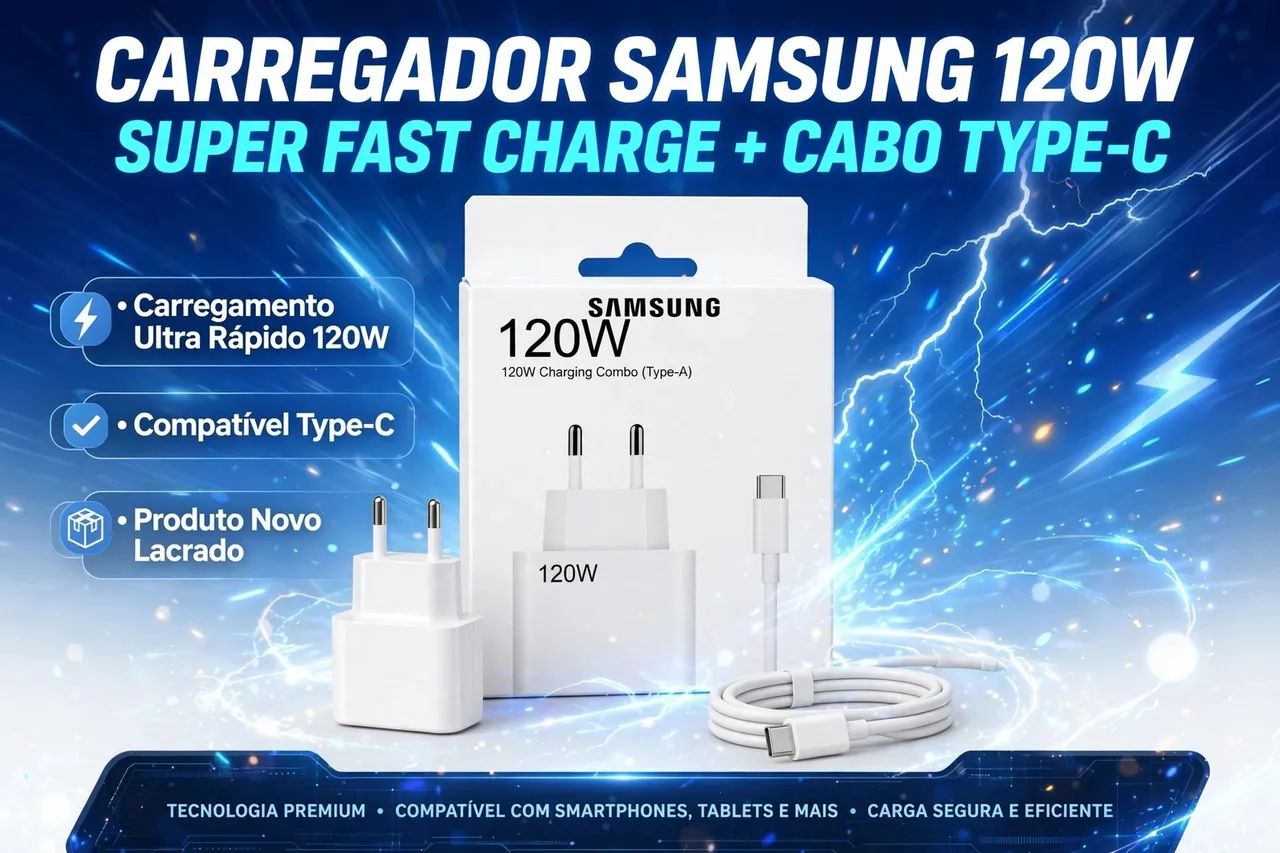 Carregador celular 120W tipo C