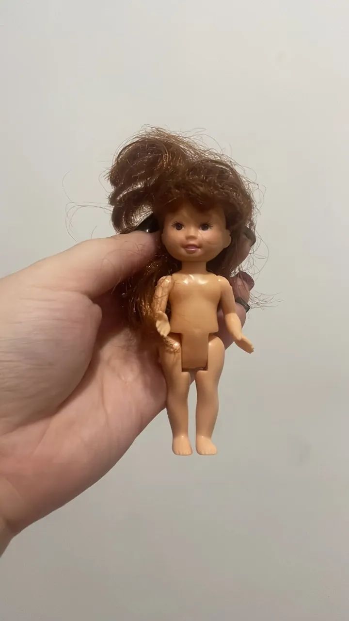 Boneca Mini Vintage Cabelos Castanhos - Modelo Antigo Colecionável