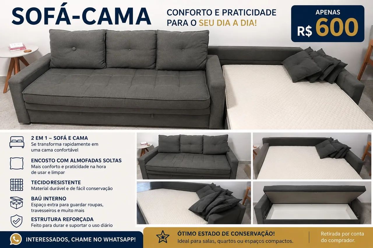Sofá cama (Está embalado/ preservado)