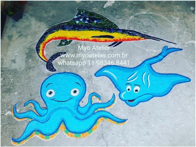 Golfinho para piscina, mosaico piscina, fundo de piscina, desenho piscina, adesivo piscina - Foto 3