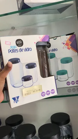 Jogo potes de vidro 3 peças