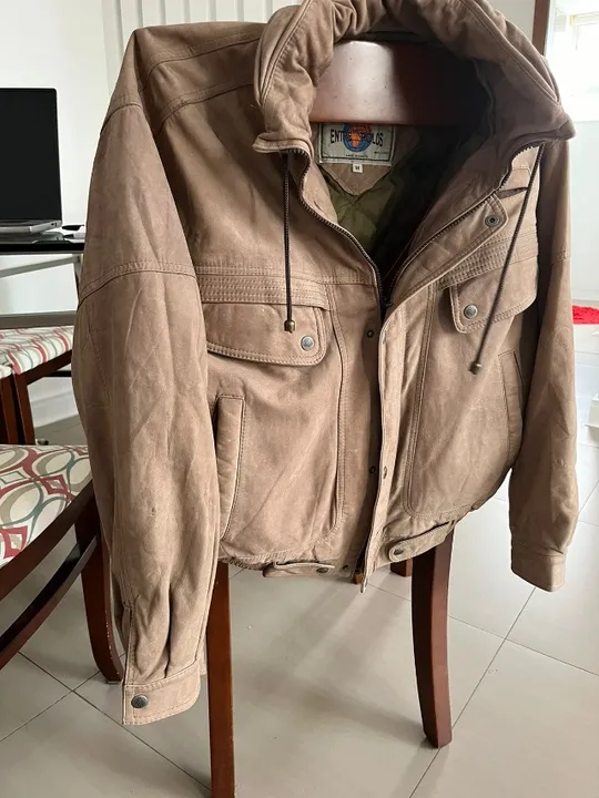 Casaco 100%couro bege