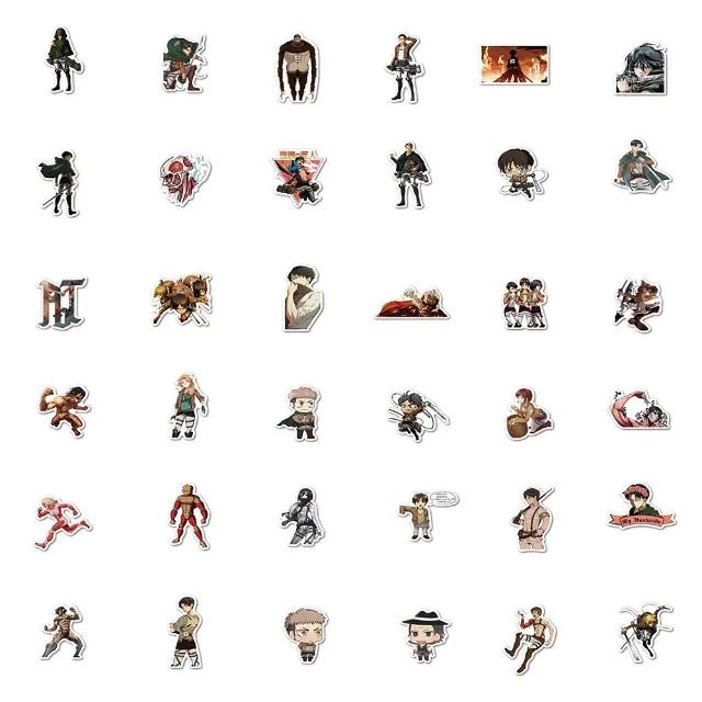 Kit 50 Adesivos de Attack on Titan - Shingeki no Kyojin - Autocolantes Pcs Peças Unidades - Foto 5