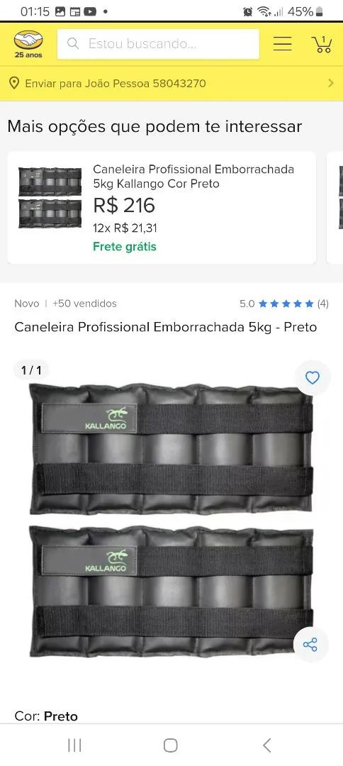 Par de Pesos de Tornozelo 5kg - Kallango - Foto 2