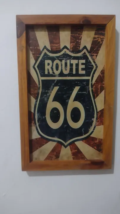 Quadro route 66 com moldura em madeira