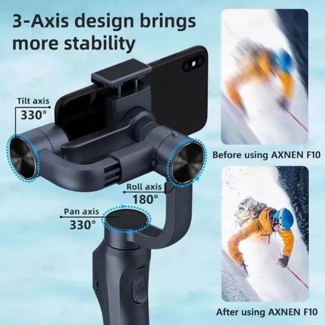 Bastão Estabilizador Digital Gimbal 3 Eixos F10 + Tripé - Foto 6