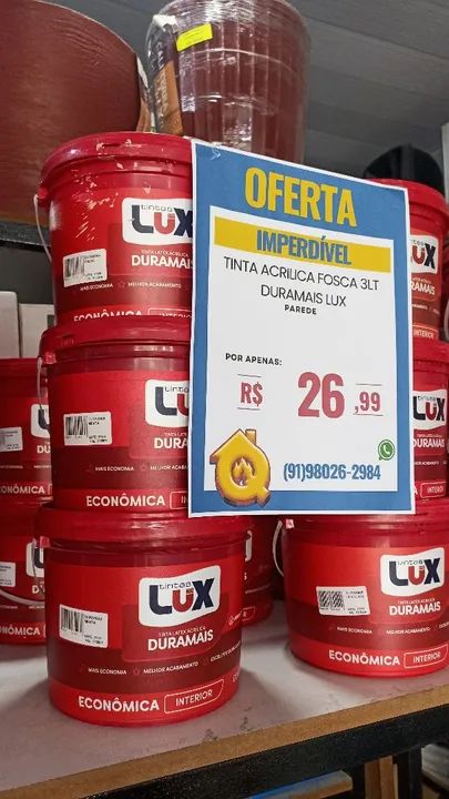 Tinta Acrílica Fosca 3LT Duramais Lux - Oferta Imperdível!