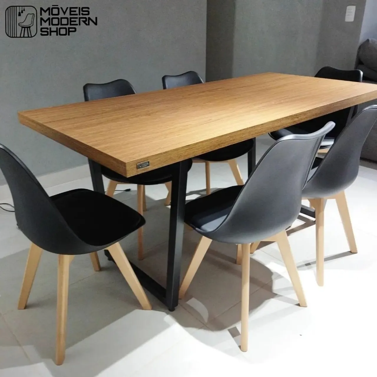 Mesa de Jantar estilo industrial Moderna sem Cadeiras 6 lugares