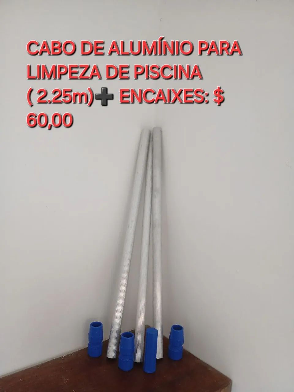 CABO DE ALUMÍNIO PARA LIMPEZA DE PISCINA 