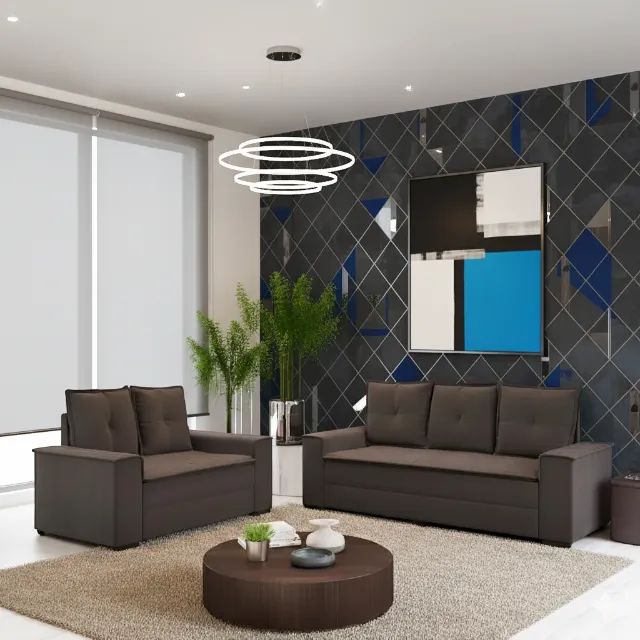 Promoção Sofá 2 e 3 lugares Barcelona Marrom (FRETE GRÁTIS)