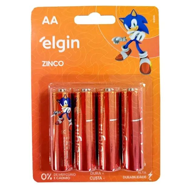 Kit c/ 4 Pilha Comum Zinco Elgin AA
