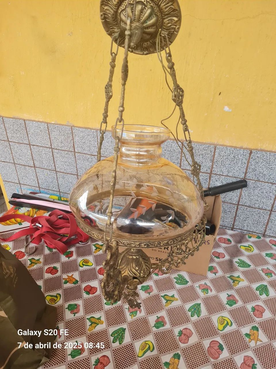 Lustre antigo colonial de cristal