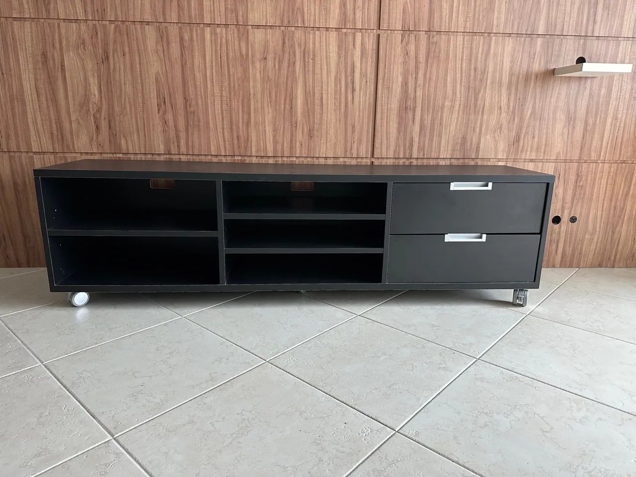 Rack de TV Preto com 2 Gavetas