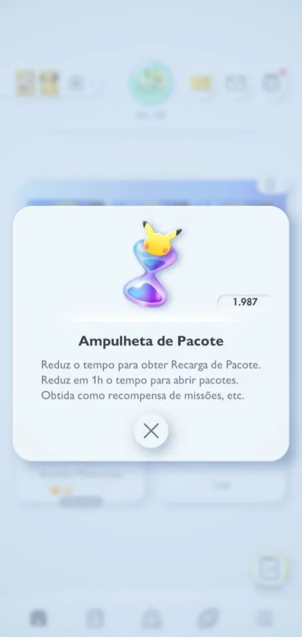 Conta Pokémon TCG Pocket Nível 50+8.358 Cartas + 1.987 ampulheta de pacote.