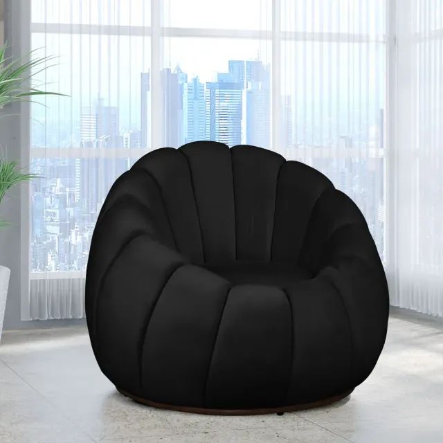 Kit Poltrona + Puff Concha Fixo em Bouclé com Almofada - Foto 4