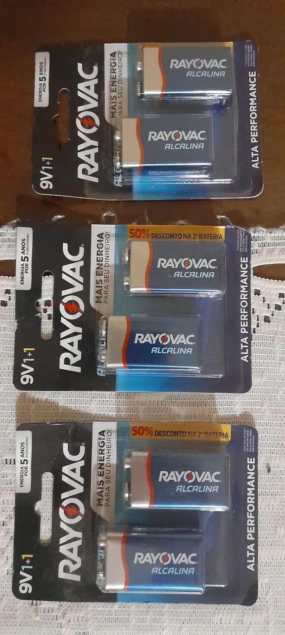 Pilhas Alcalinas 9V Rayovac - Alta Performance