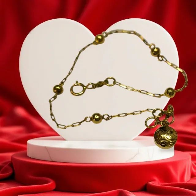 Pulseira de Ouro Amarelo (Infantil) com Pingente
