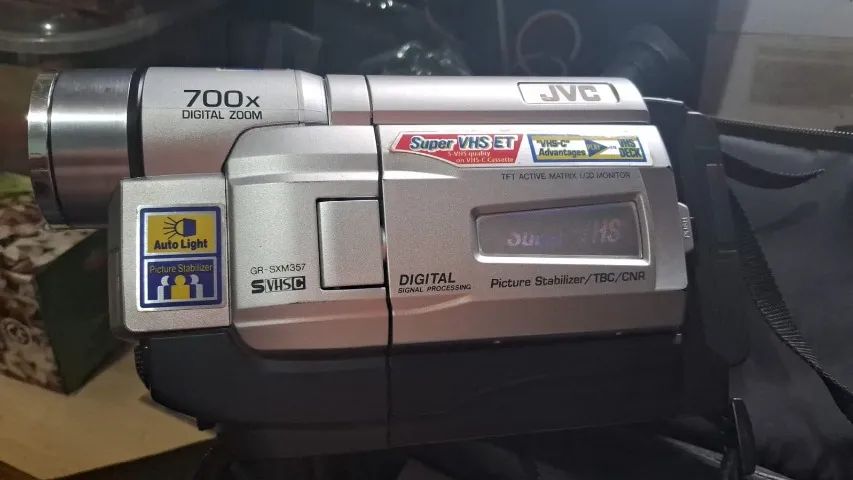 Filmadora jvc super vhs gr-sxm357 vintage com maleta para