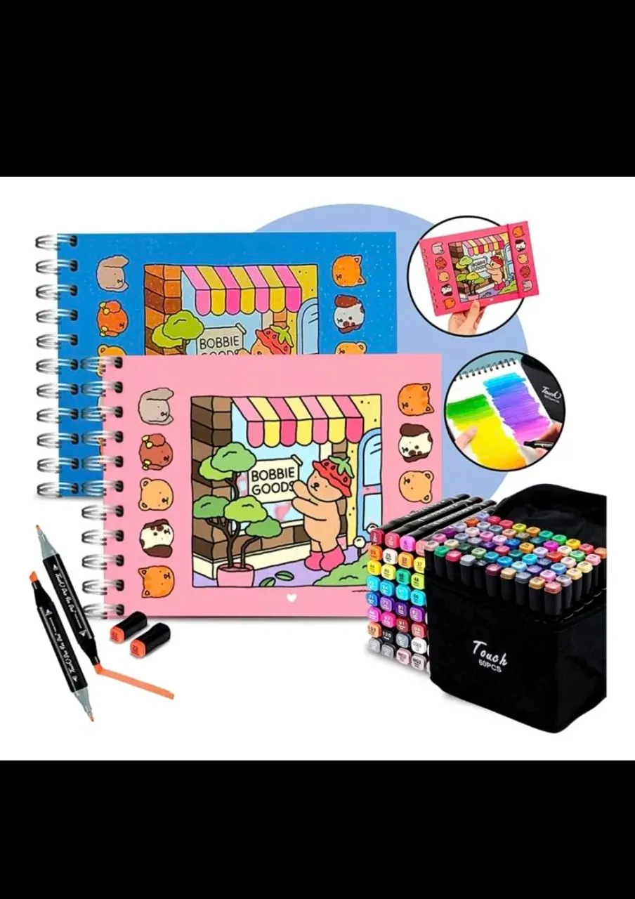 Kit Desenho Completo boobie goods: Cadernos, Canetas e Marcadores!
