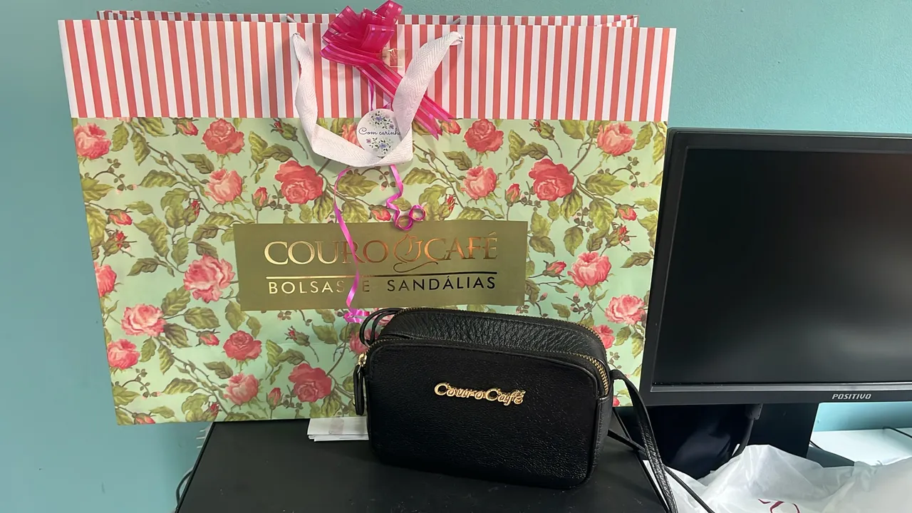Bolsa Couro Café Original - Linda!