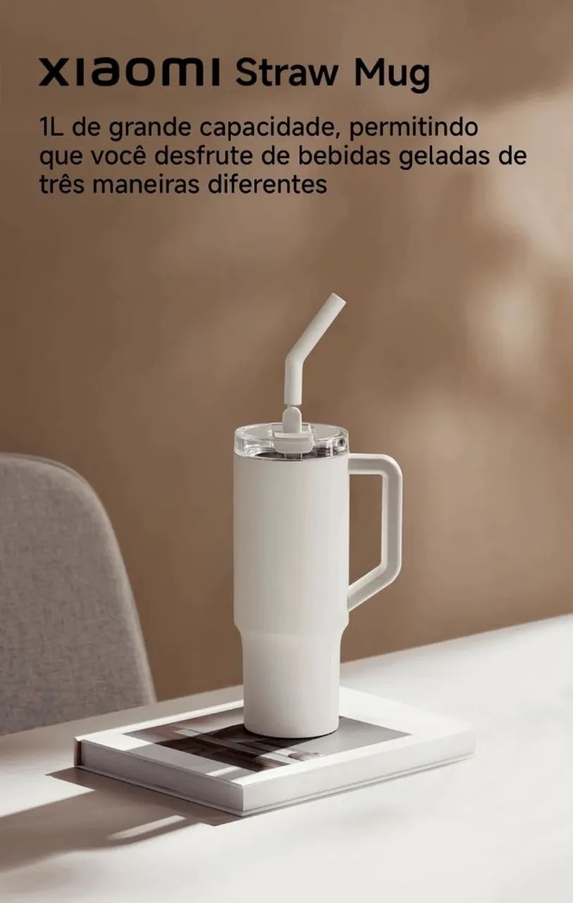 Xiaomi Straw Mug 1L - Garrafa Térmica com Canudo - Foto 2
