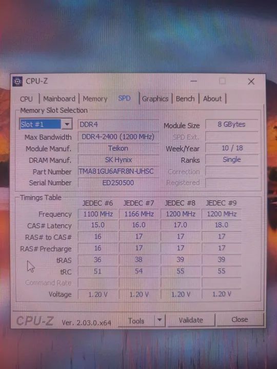 Memória RAM DDR4 8GB 2x 2400MHz SK Hynix