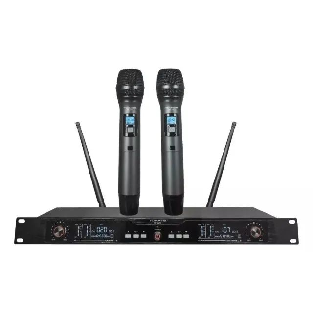 Kit Microfone Sem Fio UHF de Mão Duplo Profissional MT-2212